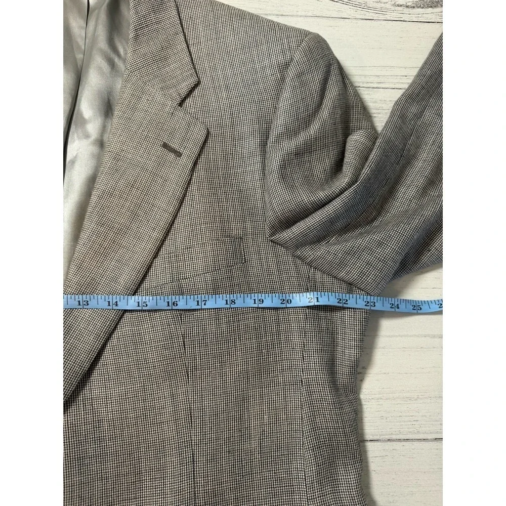 Brooks Brothers 346 Blazer Men 44L Beige Silk Wool Blend Lined‎ Button Up Jacket